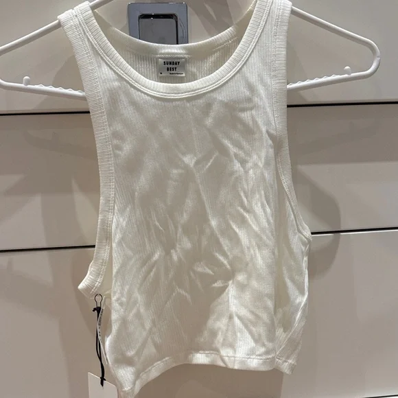 Sunday Best Cream Ribbed Tank Top - Picture 1 of 5